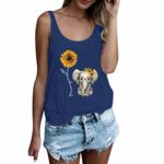HAPPIShare Women’s Summer Tops Sunflower Printing Baby Elephant T-Shirt Vest Sleeveless Blouse Loose Crop Tank Top Blue