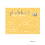 Andaz Press Yellow Gray Gender Neutral Elephant Baby Shower Collection, Games, Activities, Decorations, Predictions for Baby Cards, 20-Pack