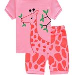 Family Feeling Giraffe Little Girls’ Short Pajamas 100% Cotton Clothes