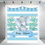 5x6ft Baby Shower Elephant Backdrops Blue Stripes Photography Backdrop Summer Party Background Photo Booth Banner Cake Table Decorations