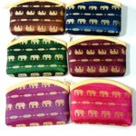 SET OF 6 NEW STYLE#1 BAG ELEPHANT MULTI-COLOR THAI HANDMADE PURSE SMALL WALLET ACCESSORIES VINTAGE SOUVENIR SHIP FROM THAILAND 16-28 DAYS