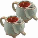 (Set/2) Elephant Tea Mug Mint Green – 10 Oz Heat-resistant Cup w/Bag Holder