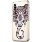 ikasus Case for iPhone Xs Max,Clear with Design Embossed Art Painted Pattern Soft Flexible TPU Silicone Ultra-Thin Transparent Girls Women TPU Case Cover for iPhone Xs Max Case,Elephant
