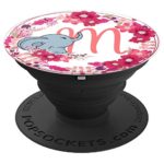 Elephant Pink Flowers Letter M Monogram – PopSockets Grip and Stand for Phones and Tablets