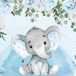 Baby Shower Background 6.5’x5′ Baby Boy Shower Party Gift Baby Elephant Dessert Table Backdrop Watercolor Blue Floral W-1541