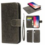 iPhone XR Card Holder Case, iPhone XR Wallet Case PU Leather Cover Shockproof Case with Credit Card Slot, Durable Protective Case for iPhone XR 6.1 inch (Embossed Elephant-Gray)