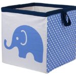 Bacati Elephants Storage Tote Basket, Blue/Grey, Small