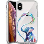 MERVELLE Clear Phone Case Compatible iPhone Xs Max Customized Elephant Artist Design TPU Clear Shock-Proof Protective Case [Ultra Slim, Anti-Slippery]