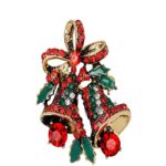 Gloria Trend Holiday Christmas Xmas Flower Jingle Bell Bowknot Brooch Pin