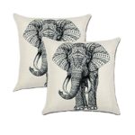 Set of 2 Jahosin Throw Pillow Covers 18 X 18 Inches ,Decorative Elephant Cushion Case (Sketch Elephant)
