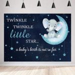 Baby Shower Twinkle Little Star Party Backdrops 7x5ft Blue Elephant Photography Background Moon Starry Backdrop Vinyl Cake Table Supplies Photo Banner