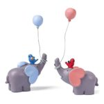 Sunormi 1 Pair Blue & Pink Elephant With Balloons Cake Toppers For Baby Shower Girls Boys Kids Birthday Cake Decoration