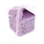 50 Pack Purple Elephant Baby Shower Favor Laser Cut Paper Party Treat Box Girl First 1st Birthday Christening Decoration Holiday Gift Wrapping Supplies