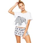 Sets Elephant Pajamas Women Summer Home Wear Cute T Shirt Tops Shorts PJS Sleepwear Juniors Teen Girls