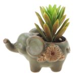 Tiny Succulent Planter Flower Pot Indoor Ceramic Elephant for Home Office Garden Decor