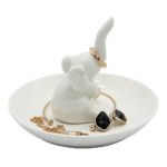 kotoyas Ceramic Ring Holder, Handmade Ceramic Decor Jewelry Tray (Elephant)