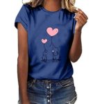 Tops for Women,Sharemen Ladies’ Tops Fashion Plus Size Elephant Gesture Print Short Sleeve T-Shirt Tops(Navy,3XL)
