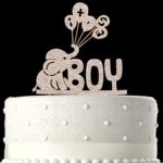 It’s a Boy Elephant Gold Rhinestones Metal Baby Shower Cake Topper Party Decoration with Gift Box