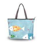 Woman Tote Bag Travel Shoulder Handbags Colorful Fish for Work Travel Business Beach
