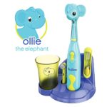 Brusheez Kid’s Electric Toothbrush Set – Ollie the Elephant – New & Improved with Softer Bristles, Easy-Press Power Button, 2 Brush Heads, Cute Animal Cover, Sand Timer, Rinse Cup & Storage Base