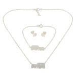 NOVICA .925 Sterling Silver Jewelry Set ‘Lovely Elephants’