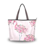 Woman Tote Bag Shoulder Handbag Flower Flamingos for Work Travel Business Beach Shopping School