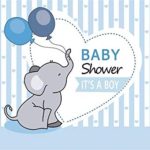 OFILA Boys Baby Shower Backdrop 5x3ft Elephant Baby Shower Party Photography Background Elephant Baby Shower Shoots Strips Background Boys Baby Shower Photos Props