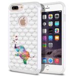 FINCIBO Case Compatible with Apple iPhone 7 Plus/iPhone 8 Plus, Dual Layer Hybrid Protector Case Cover TPU Rhinestone Bling for iPhone 7 Plus / 8 Plus (NOT FIT iPhone 7/8) – Colorful Elephant