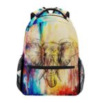 MAHU Backpack Art Painting Animal Elephant Adults School Bag Casual College Bag Travel Zipper Bookbag Hiking Shoulder Daypack for Women Men