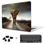 Print Animal Pattern Rubberized Hard Cover Clear Laptop case + Keyboard skin + Dust plug For Macbook Pro 13 with Retina (Models:A1425/A1502) – Elephant
