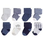 Touched by Nature Baby Organic Cotton Socks, Blue Elephant 8Pk, 6-12 Months