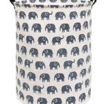 Sanjiaofen Large Storage Bins,Canvas Fabric Laundry Basket Collapsible Storage Baskets for Home,Office,Toy Organizer,Home Decor (Blue Elephant)