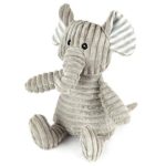 Giftable World 12 Inch Corduroy Sitting Elephant Pet Toy with Squeaker and Crinkle Ears MetroPawlin Pet Dog Chew Toy