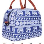 Insulated Fashional Reusable Water-resistant Cooler Tote Lunch Bag Box with Removable Adjustable Shoulder Strap for Office Work School Picnic Hiking Beach-Elephant