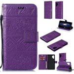 DAMONDY for Note 10 Plus Case,Elephant Embossed Flowers PU Leather Magnetic Flip Cover Stand Card Holders & Hand Strap Wallet Purse Case for Samsung Galaxy Note 10 Plus-Purple