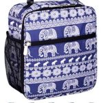 Leakproof Insulated Reusable Cooler Lunch Bag – Durable Compact Office Work School Lunch Box with Multi-Pockets & Detachable Buckle Handle for Women,Men and Kids-Elephant
