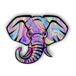 Vinyl Junkie Graphics Elephant Head Tie Dye Patterns Sticker (Tie Dye)
