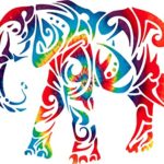 Yeti or Rtic cup size 3 x 4 inch Printed Tie Dyed Elephant Animal car Window Truck Laptop …Decal Sticker