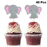Finduat 40 Pieces Pink Elephant Cupcake Toppers for Girl Baby Shower Decorations Supplies