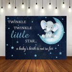 Twinkle Twinkle Little Star Baby Shower Backdrop Blue Elephant Photography Backdrop for Boy 7x5ft Vinyl Background Elephant Themed Party Banner