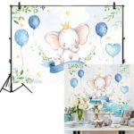 Allenjoy 7x5ft Watercolor Elephant Backdrop for Birthday Party Supplies Dessert Table Decoration It’s a Boy Newborn Blue Prince Baby Shower Kids Banner Photography Background Photo Studio Booth Props