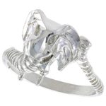 Sterling Silver African Elephant Head Ring Polished finish 1/2 inch wide, sizes 6 – 9
