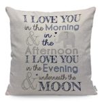 WONDERTIFY Pillow Cover I Love You in The Morning Afternoon Evening with Elephant Letter – Soft Linen Pillow Case for Decorative Bedroom/Livingroom/Sofa/Car – Cushion Covers 18×18 Inch