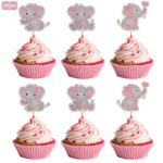 Pink Elephant Cupcake Toppers It Is A Girl Baby Shower Cupcake Picks Decoration Baby Girl Birthday Party Supplies 48pcs