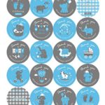 2 inch Elephant Theme Baby Shower Thank You Stickers, Baby Shower Favor Labels -100 Count (Blue)
