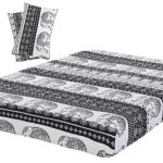 Vaulia Soft Microfiber Sheets, Elephant Printed Pattern, Black/White Queen Size, 3-Piece Set (1 Fitted Sheet, 2 Pillowcases)
