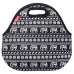 Elephant Lunch Bags for Women Girls Neoprene Insulated Lunch Tote Reusable Thermal Lunch Cooler Tote for Adults Nurse Perfect for Office Outdoor Travel