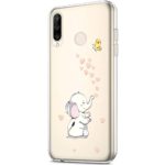 Case for Huawei P30 Lite,Crystal Clear Art Panited Design Soft & Flexible TPU Ultra-Thin Transparent Soft Rubber Gel TPU Protective Case Cover for Huawei P30 Lite Silicone Case,Love Heart Elephant