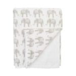 NoJo Serendipity – Ivory Elephant Print Plush Baby Blanket