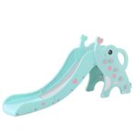 WenStorm Slide for Boys Girls Indoor Outdoor Backyard Use First Slide Playground Plastic Play Slide Climber with Basketball Hoop Elephant Mint Green